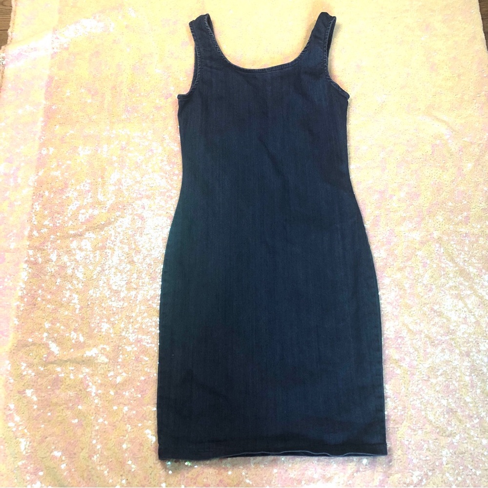 Denim jean bodycon mini dress medium